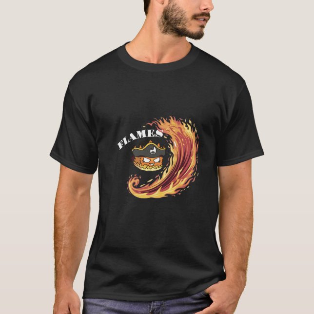 Pirate Flames T-Shirt – Fiery Swashbuckling Design (Front)
