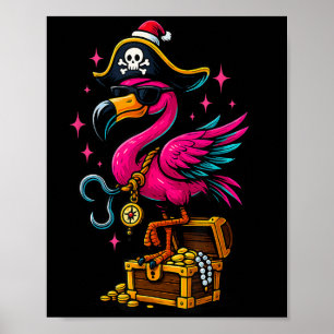 Pirate Flamingo Adventure Map Jolly Roger Hallowee Poster
