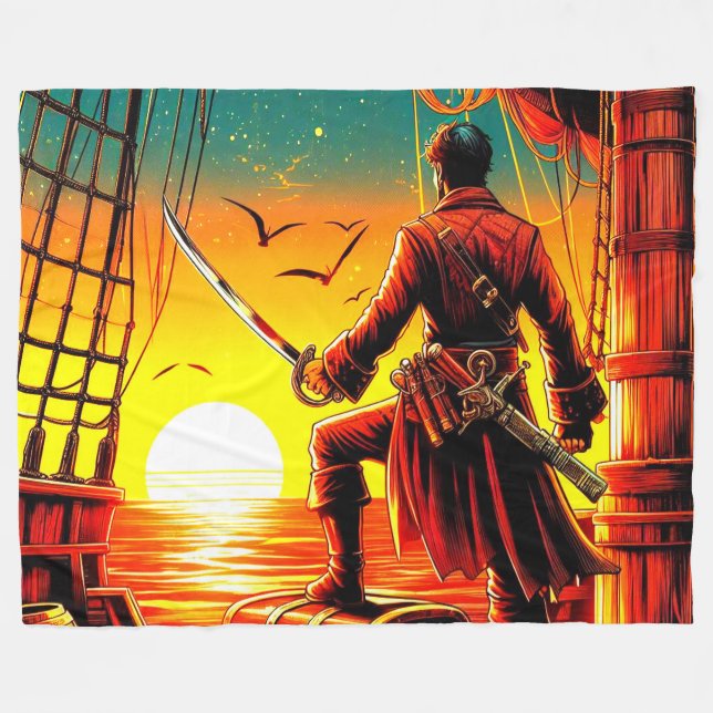 Pirate Fleece Blanket (Front (Horizontal))