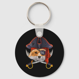 Pirate Fox Jolly Roger Halloween Costume Crossbone Keychain