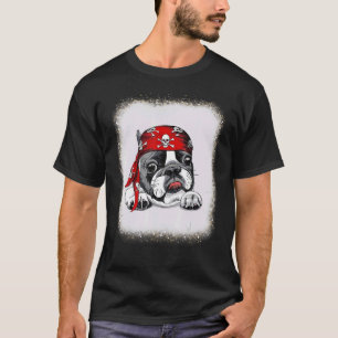Pirate French Bull dog Love r Dad Mom Leopard Blea T-Shirt