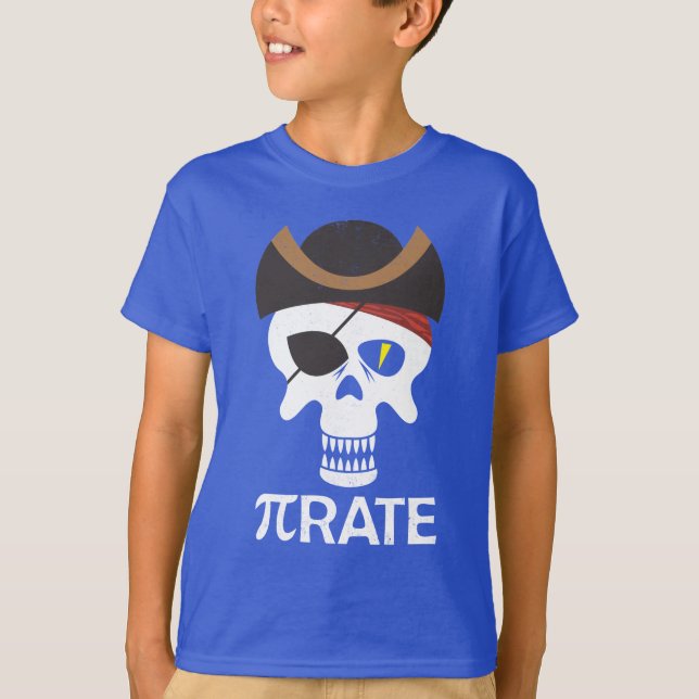 PiRate Funny Pi Day Math Skull T-Shirt (Front)