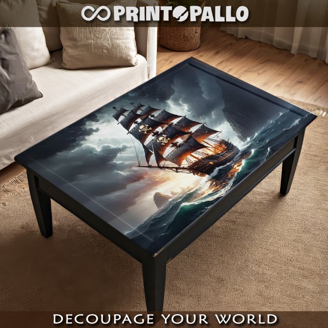 Pirate galleon sail over stormy waves and seas tissue paper (Creator Uploaded)