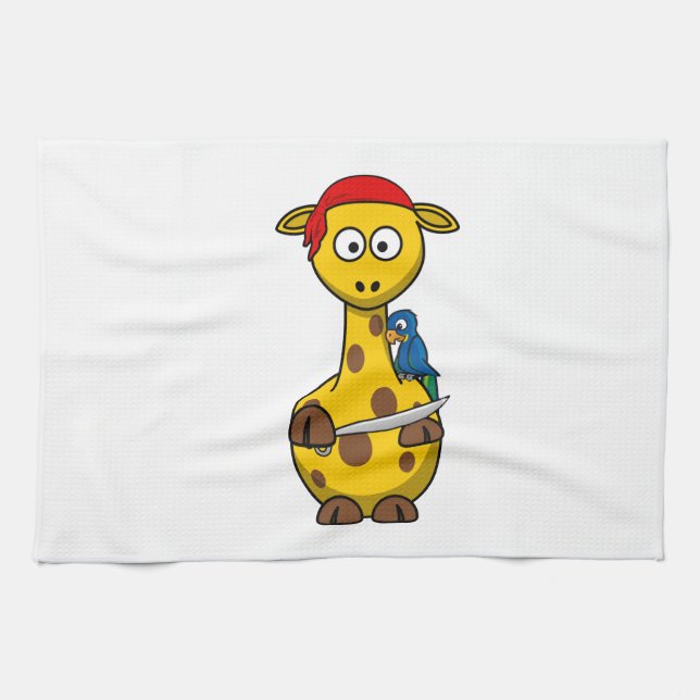 Pirate Giraffe Cartoon Kitchen Towel (Horizontal)