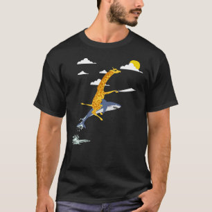 Pirate giraffe rides on shark T-Shirt