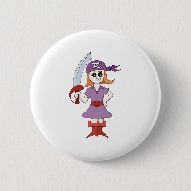 Pirate Girl 2 Inch Round Button (Front)