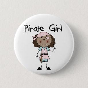 Pirate Girl African American Tshirts and Gifts 2 Inch Round Button