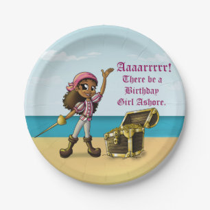 "Pirate Girl Birthday Paper Plates 7"