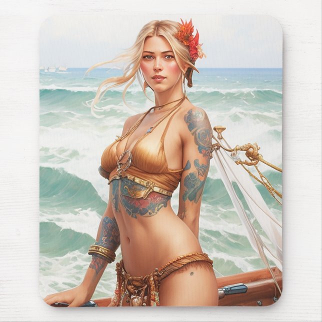 Pirate girl fantasy design Mouse Pad (Front)