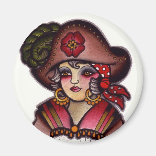 pirate girl magnet (Front)