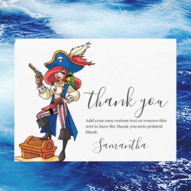 Pirate Girl Thank you Postcard (feature an adorable pirate girl design that will delight your guests)