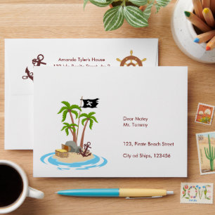 Pirate Girl Treasure Map Fun Birthday Party Envelope