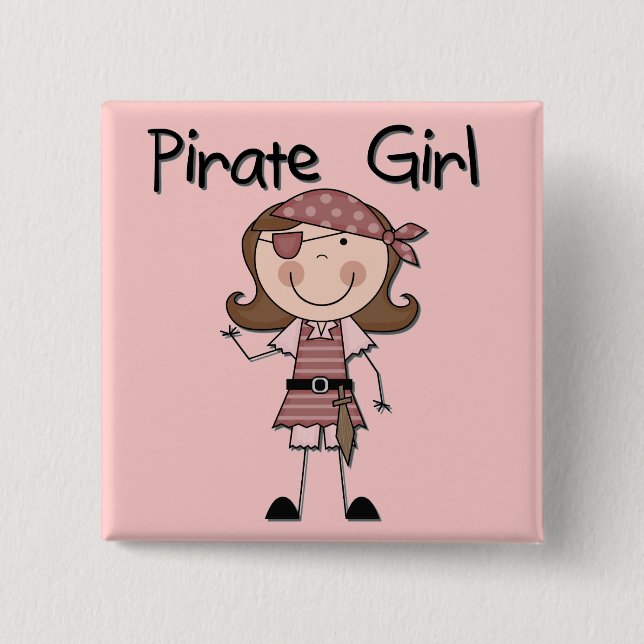 Pirate Girl Tshirts and Gifts 2 Inch Square Button (Front)