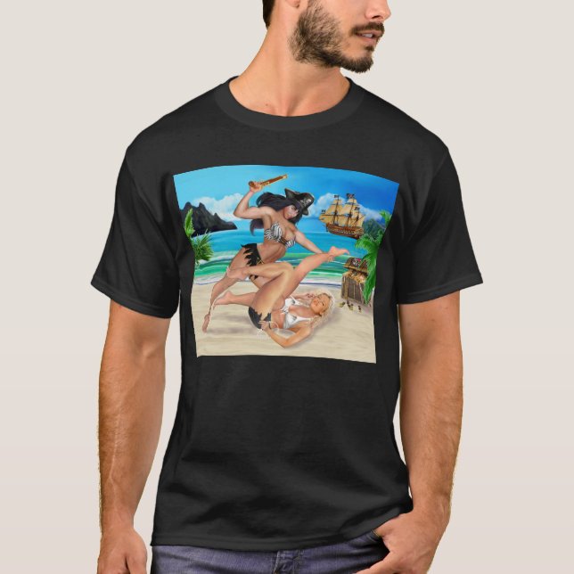 PIRATE GIRLS CATFIGHTING T-Shirt (Front)