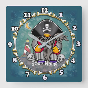 Pirate Gnome  Square Wall Clock