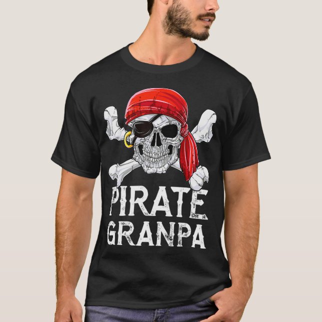 Pirate Grand-père T-shirt Jolly roger Drapeau Crân (Devant)