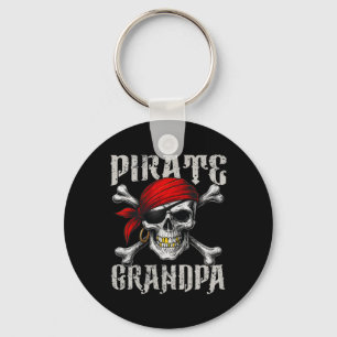 Pirate Grandpa Jolly Roger Flag And Skull Crossbon Keychain