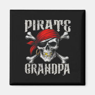 Pirate Grandpa Jolly Roger Flag And Skull Crossbon Magnet