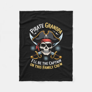 Pirate grandpa skeleton freeboater boat captain fleece blanket