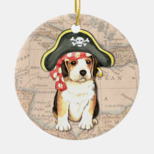 Pirate Hat Beagle Ceramic Ornament
