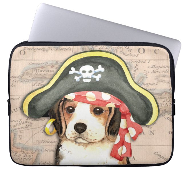 Pirate Hat Beagle Laptop Sleeve (Front)