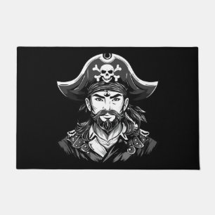 Pirate head with hat sailor and Eye Patch and Bear Doormat
