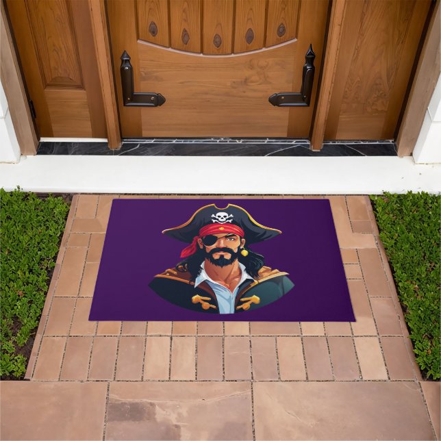 Pirate head with hat sailor and Eye Patch and Bear Doormat (Outdoor)