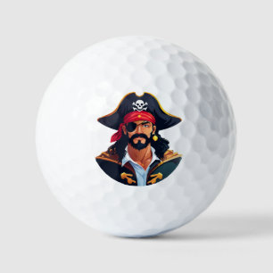 Pirate head with hat sailor and Eye Patch and Bear Golf Balls