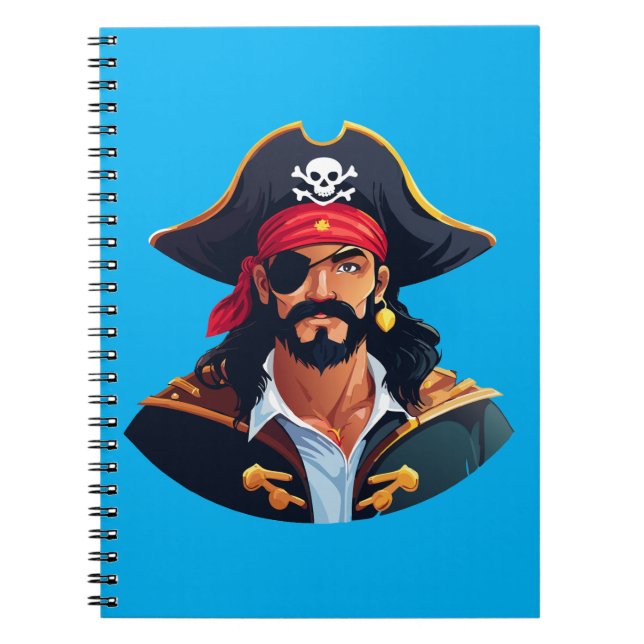 Pirate head with hat sailor and Eye Patch and Bear Notebook (Front)