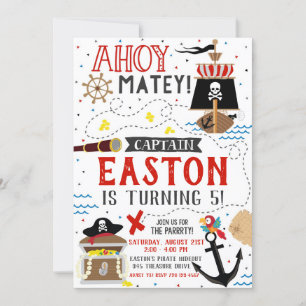 Pirate Invitation Boy Birthday Party Pirate Invite