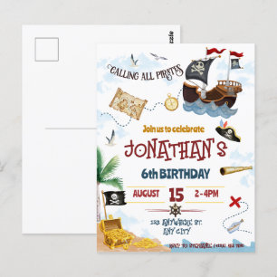 Pirate invitation Instant Download Postcard