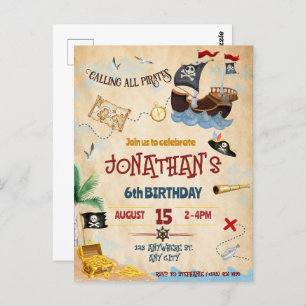Pirate invitation Instant Download Postcard