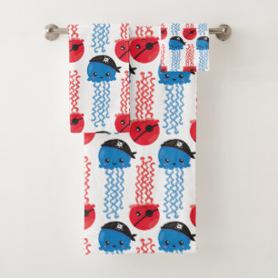 Pirate Jellyfish, Jellyfish Pattern, Sea Animals Bath Towel Set