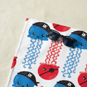 Pirate Jellyfish, Jellyfish Pattern, Sea Animals Beach Towel