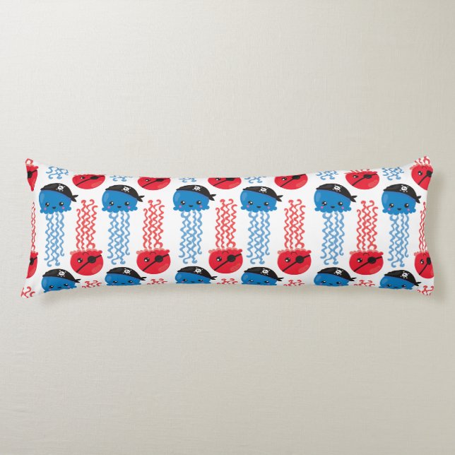 Pirate Jellyfish, Jellyfish Pattern, Sea Animals Body Pillow (Front)