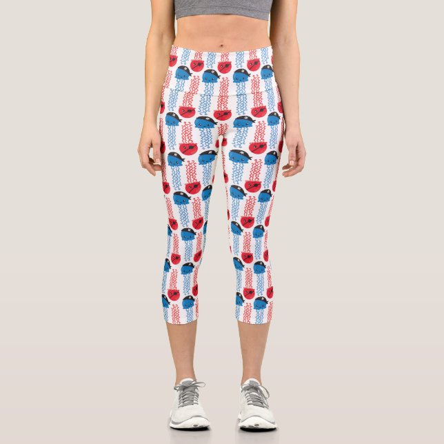 Pirate Jellyfish, Jellyfish Pattern, Sea Animals Capri Leggings (Front)