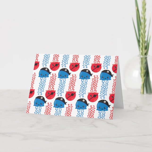 Pirate Jellyfish, Jellyfish Pattern, Sea Animals Card (Front)