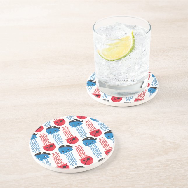 Pirate Jellyfish, Jellyfish Pattern, Sea Animals Coaster (Side)