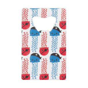 Pirate Jellyfish, Jellyfish Pattern, Sea Animals Credit Card Bottle Opener