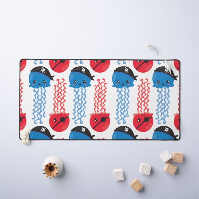 Pirate Jellyfish, Jellyfish Pattern, Sea Animals Desk Mat (Kids Table)