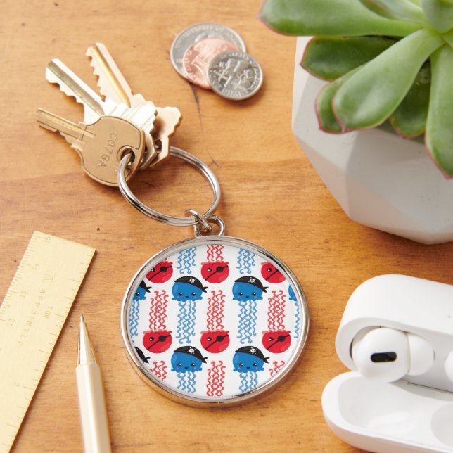 Pirate Jellyfish, Jellyfish Pattern, Sea Animals Keychain (Desk)