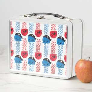 Pirate Jellyfish, Jellyfish Pattern, Sea Animals Metal Lunch Box