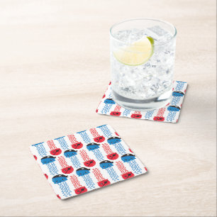 Pirate Jellyfish, Jellyfish Pattern, Sea Animals Square Paper Coaster