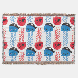 Pirate Jellyfish, Jellyfish Pattern, Sea Animals Throw Blanket