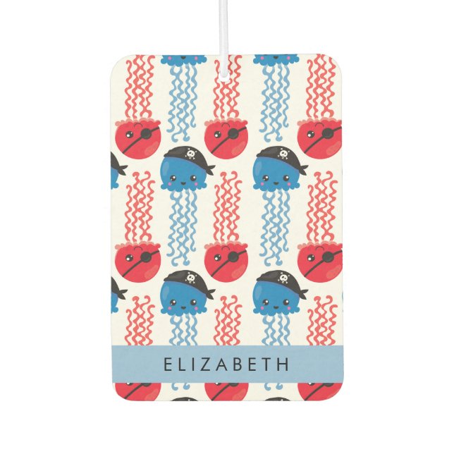 Pirate Jellyfish, Jellyfish Pattern, Your Name Air Freshener (Front)