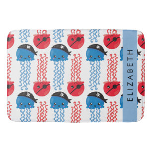 Pirate Jellyfish, Jellyfish Pattern, Your Name Bath Mat