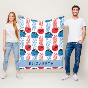 Pirate Jellyfish, Jellyfish Pattern, Your Name Fleece Blanket