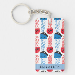 Pirate Jellyfish, Jellyfish Pattern, Your Name Key Keychain