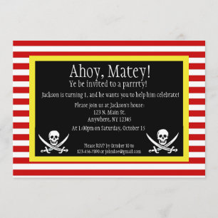 Pirate Jolly Roger Birthday Invitation