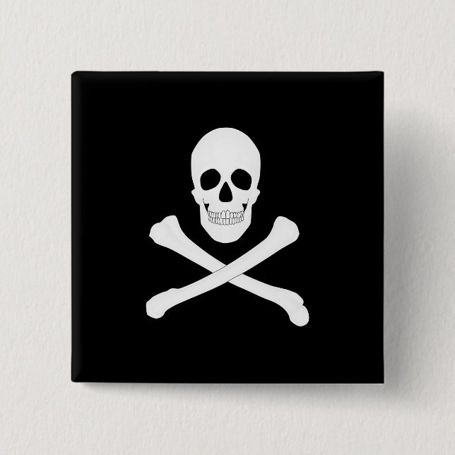Pirate (Jolly Roger) Flag 2 Inch Square Button (Front)